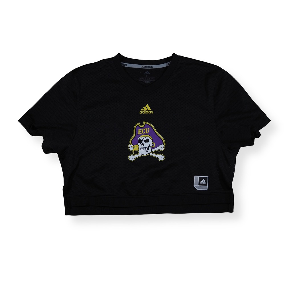 Adidas East Carolina Pirates ECU Jolly Roger Crop Jersey Womens L Black Mesh